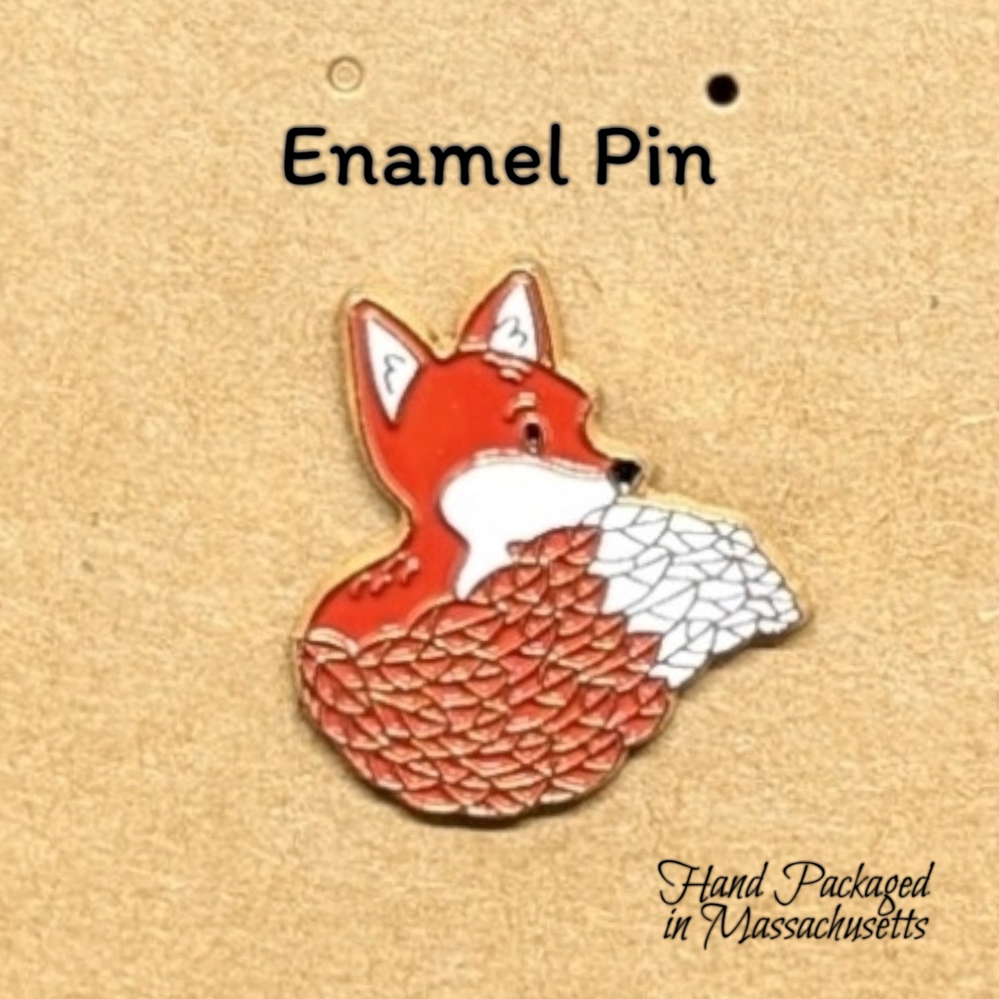 Fox with fluffy tail enamel pin #61