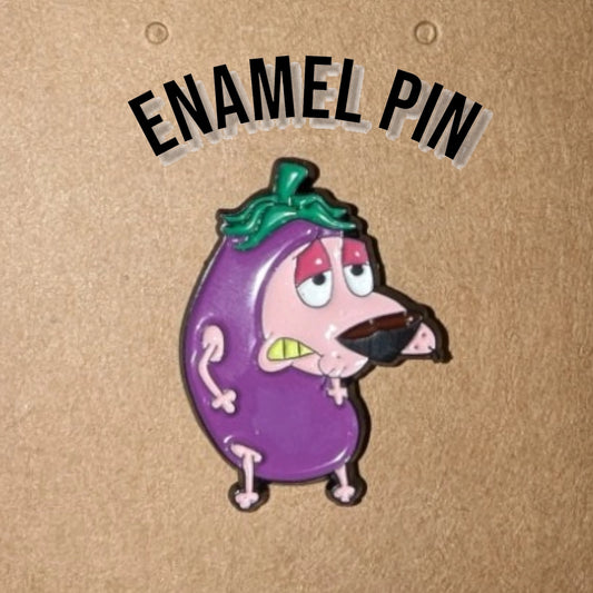 Courage the Cowardly Dog Dressed as an Eggplant Enamel Pin #244
