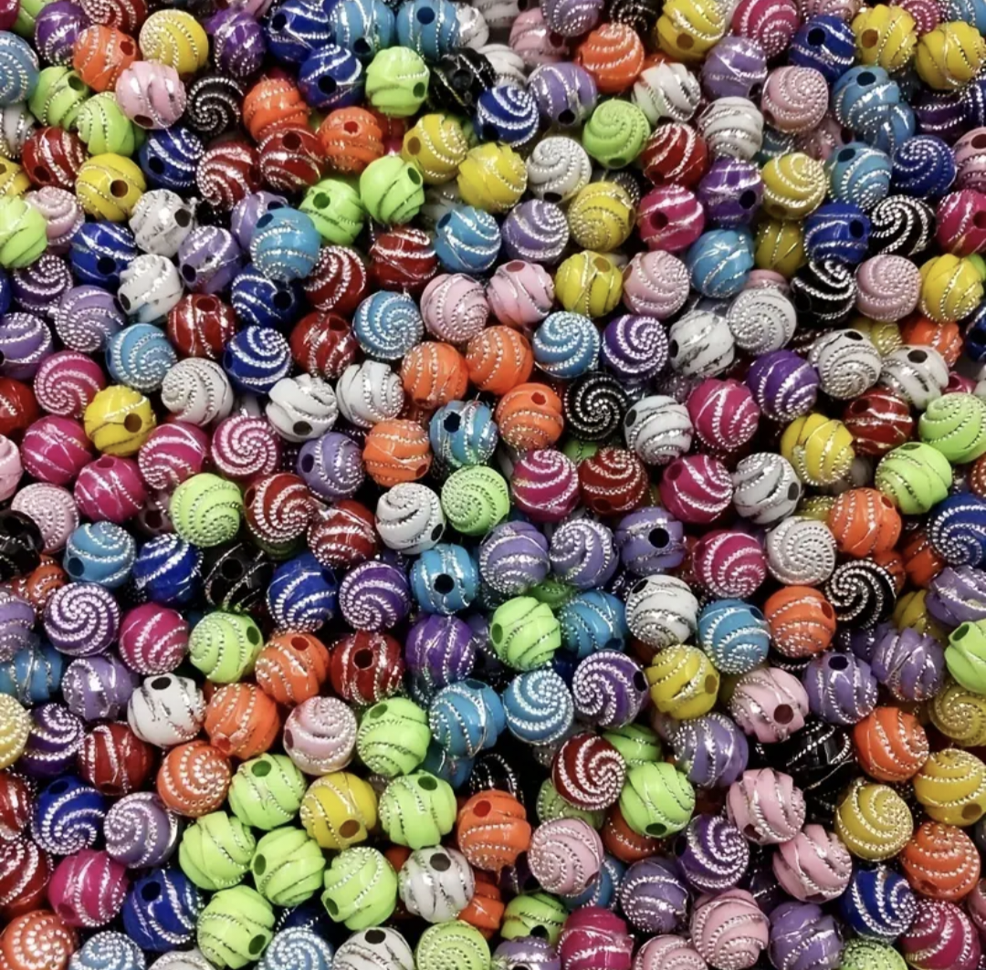 Swirly Beads 8mm 100 pieces