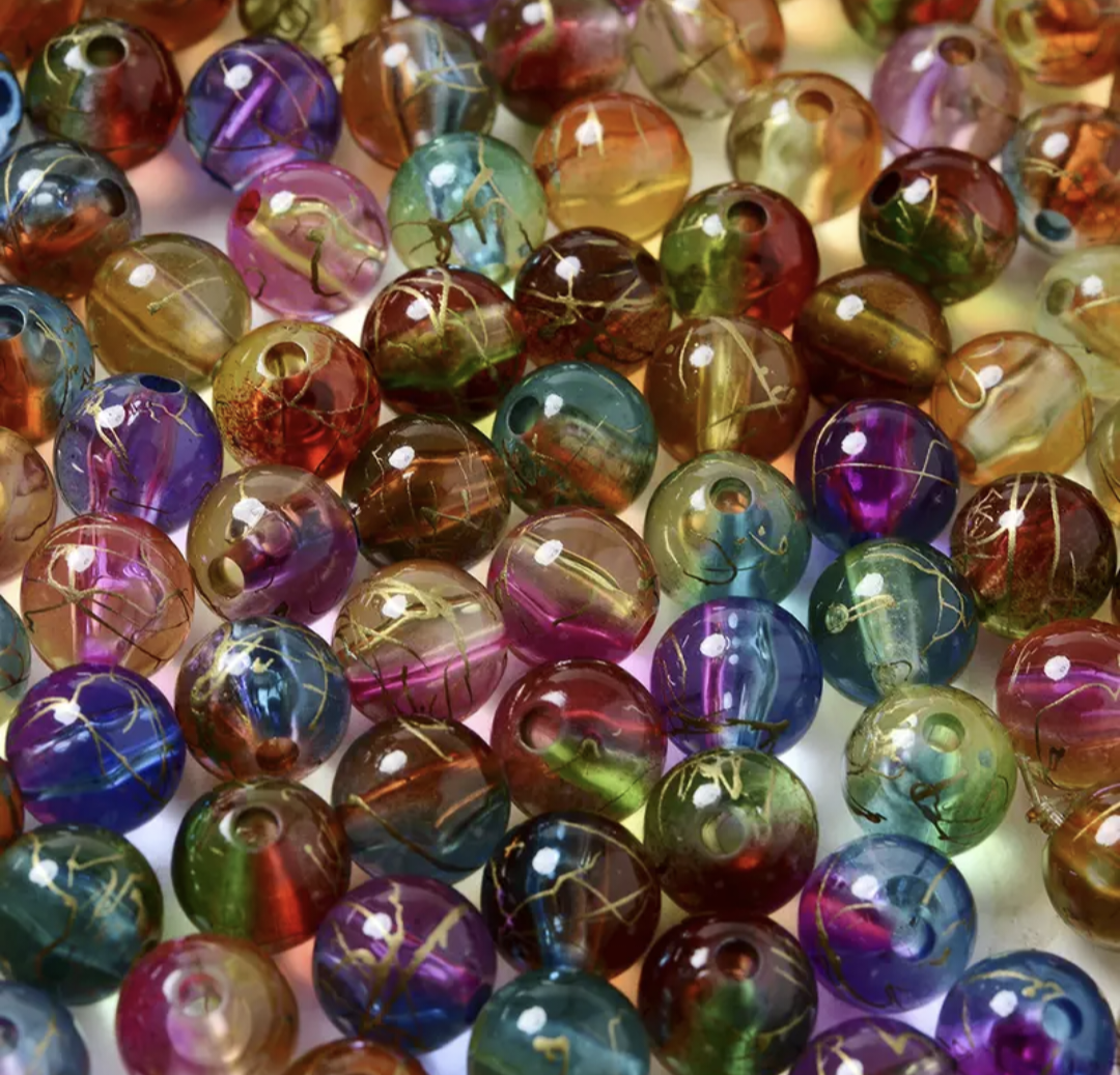 Double Color beads 8mm 50 pieces